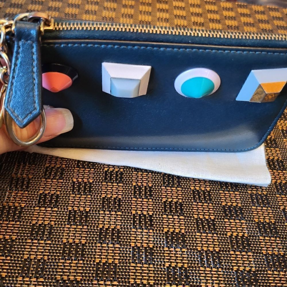 Fendi Studded Leather Coin/Card Purse - Picture 2 of 9